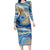 Polynesian Tribal Tattoo Family Matching Long Sleeve Bodycon Dress and Hawaiian Shirt Swirling Ocean Marble Pattern