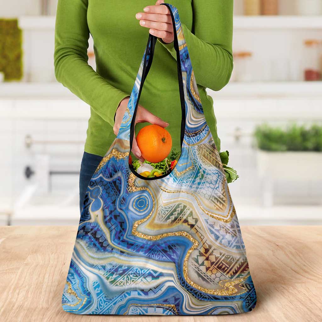 Polynesian Tribal Tattoo Grocery Bag Swirling Ocean Marble Pattern LT9 - Polynesian Pride