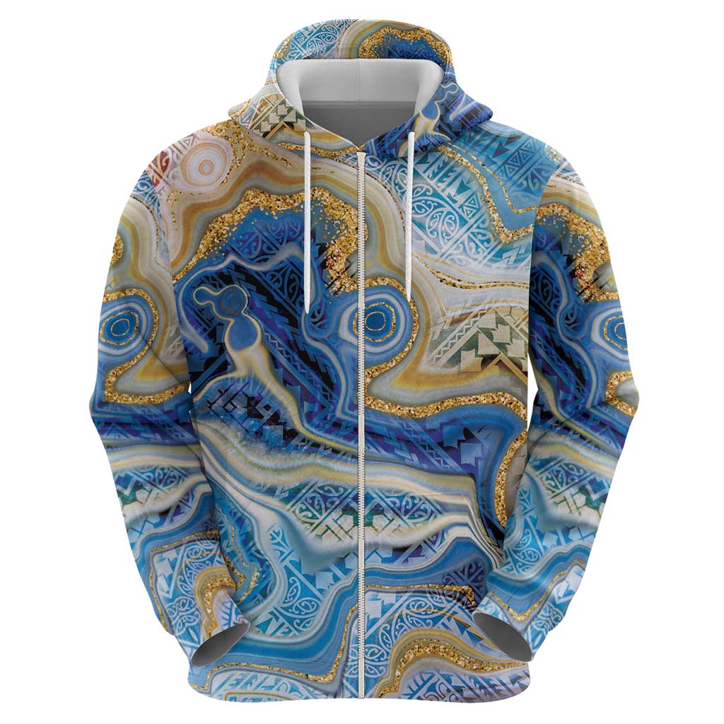 Polynesian Tribal Tattoo Hoodie Swirling Ocean Marble Pattern LT9 - Polynesian Pride