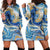 Polynesian Tribal Tattoo Hoodie Dress Swirling Ocean Marble Pattern