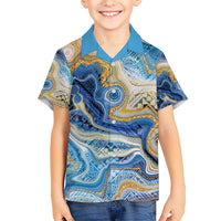 Polynesian Tribal Tattoo Kid Hawaiian Shirt Swirling Ocean Marble Pattern LT9 Kid Ocean - Polynesian Pride