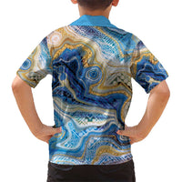 Polynesian Tribal Tattoo Kid Hawaiian Shirt Swirling Ocean Marble Pattern LT9 - Polynesian Pride