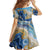 Polynesian Tribal Tattoo Kid Short Sleeve Dress Swirling Ocean Marble Pattern