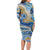 Polynesian Tribal Tattoo Long Sleeve Bodycon Dress Swirling Ocean Marble Pattern