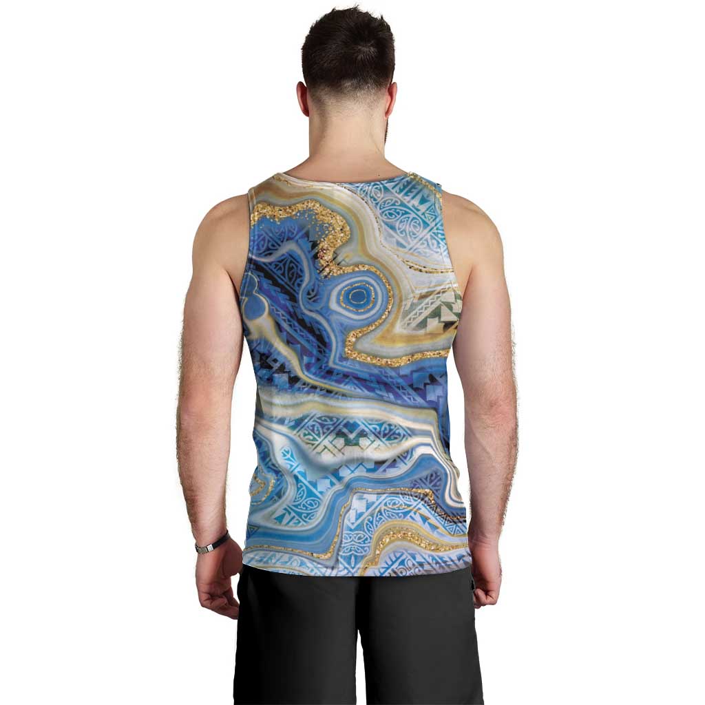 Polynesian Tribal Tattoo Men Tank Top Swirling Ocean Marble Pattern LT9 - Polynesian Pride