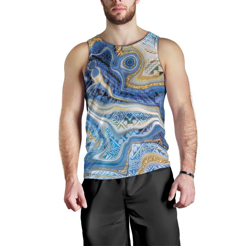 Polynesian Tribal Tattoo Men Tank Top Swirling Ocean Marble Pattern LT9 - Polynesian Pride