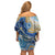 Polynesian Tribal Tattoo Off Shoulder Short Dress Swirling Ocean Marble Pattern