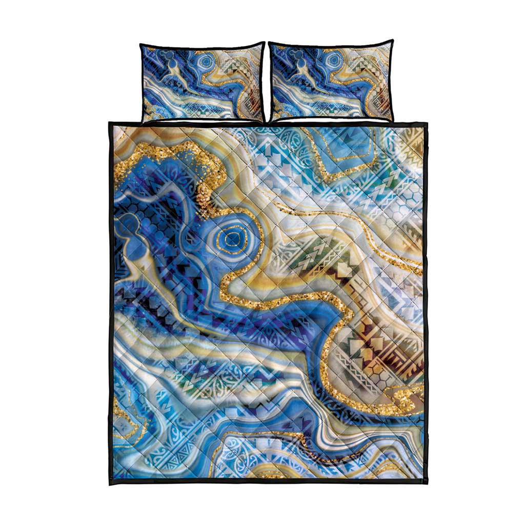 Polynesian Tribal Tattoo Quilt Bed Set Swirling Ocean Marble Pattern LT9 - Polynesian Pride