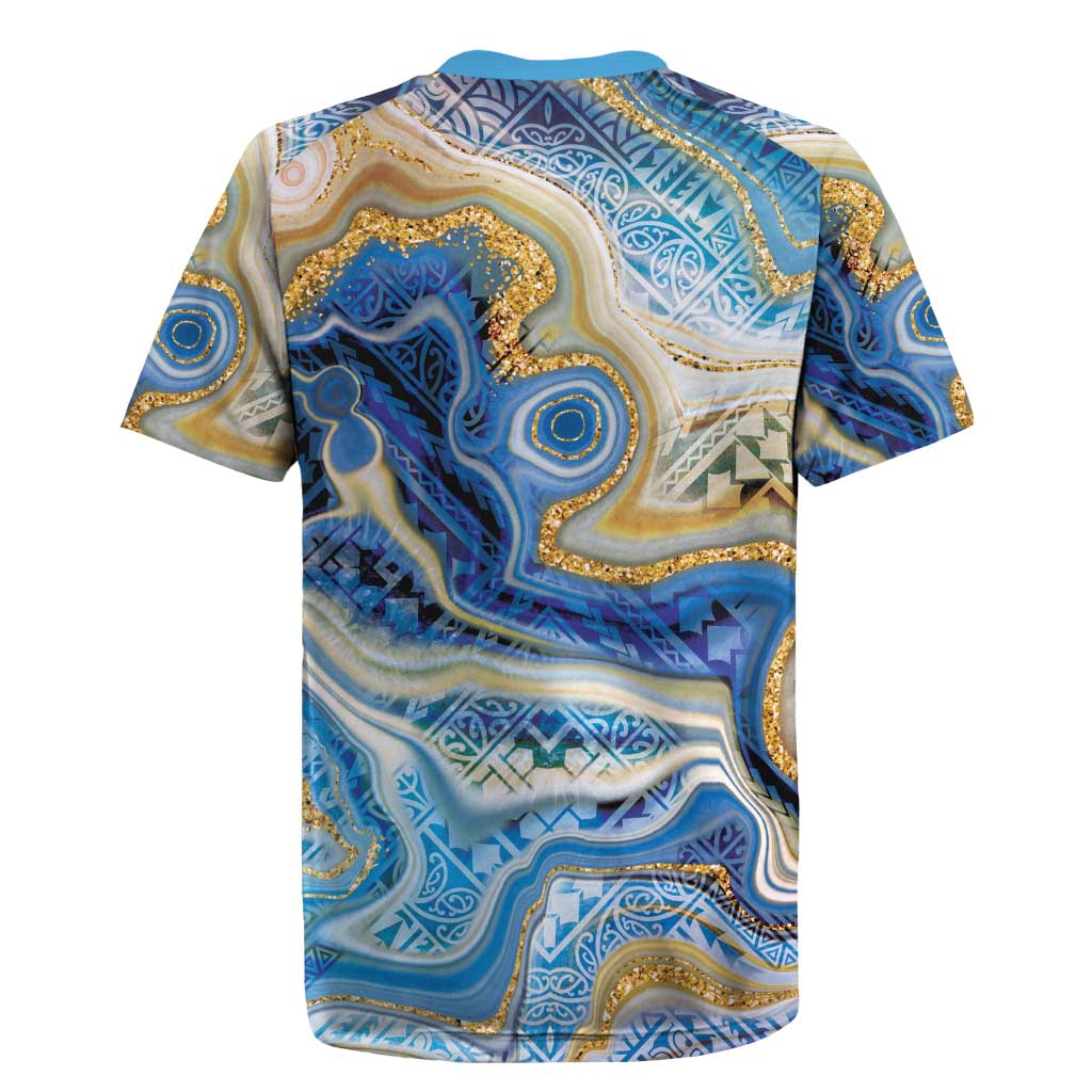 Polynesian Tribal Tattoo Rugby Jersey Swirling Ocean Marble Pattern LT9 - Polynesian Pride