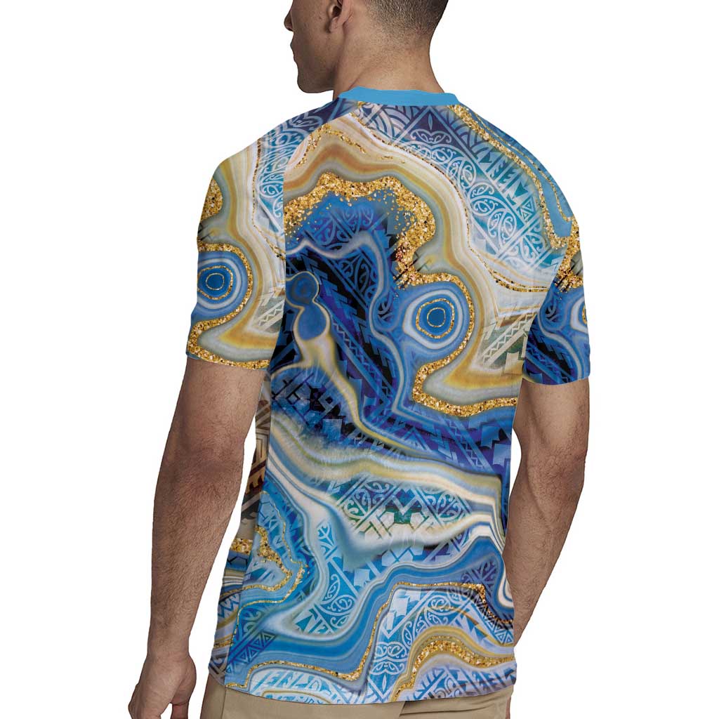 Polynesian Tribal Tattoo Rugby Jersey Swirling Ocean Marble Pattern LT9 - Polynesian Pride