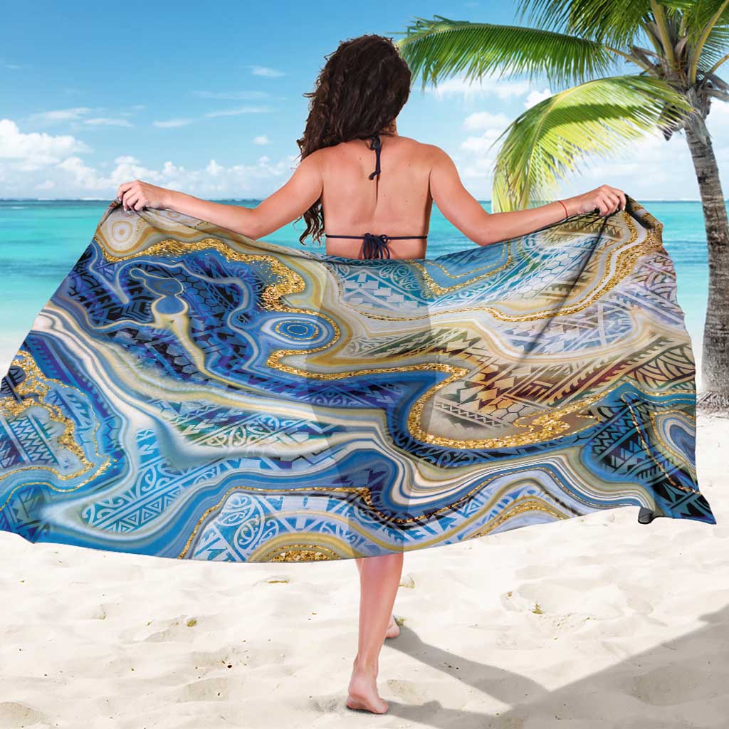 Polynesian Tribal Tattoo Sarong Swirling Ocean Marble Pattern LT9 - Polynesian Pride