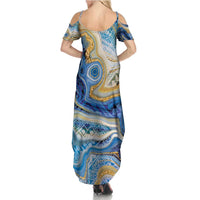Polynesian Tribal Tattoo Summer Maxi Dress Swirling Ocean Marble Pattern LT9 - Polynesian Pride