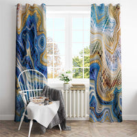 Polynesian Tribal Tattoo Window Curtain Swirling Ocean Marble Pattern LT9 - Polynesian Pride
