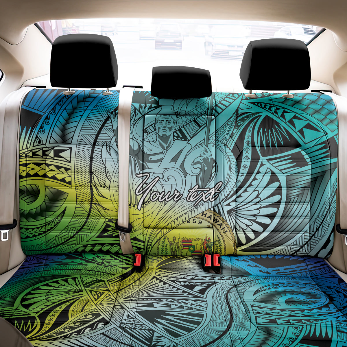 Personalised Aloha King Kamehameha Spirits Back Car Seat Cover Art Special LT9 - Polynesian Pride