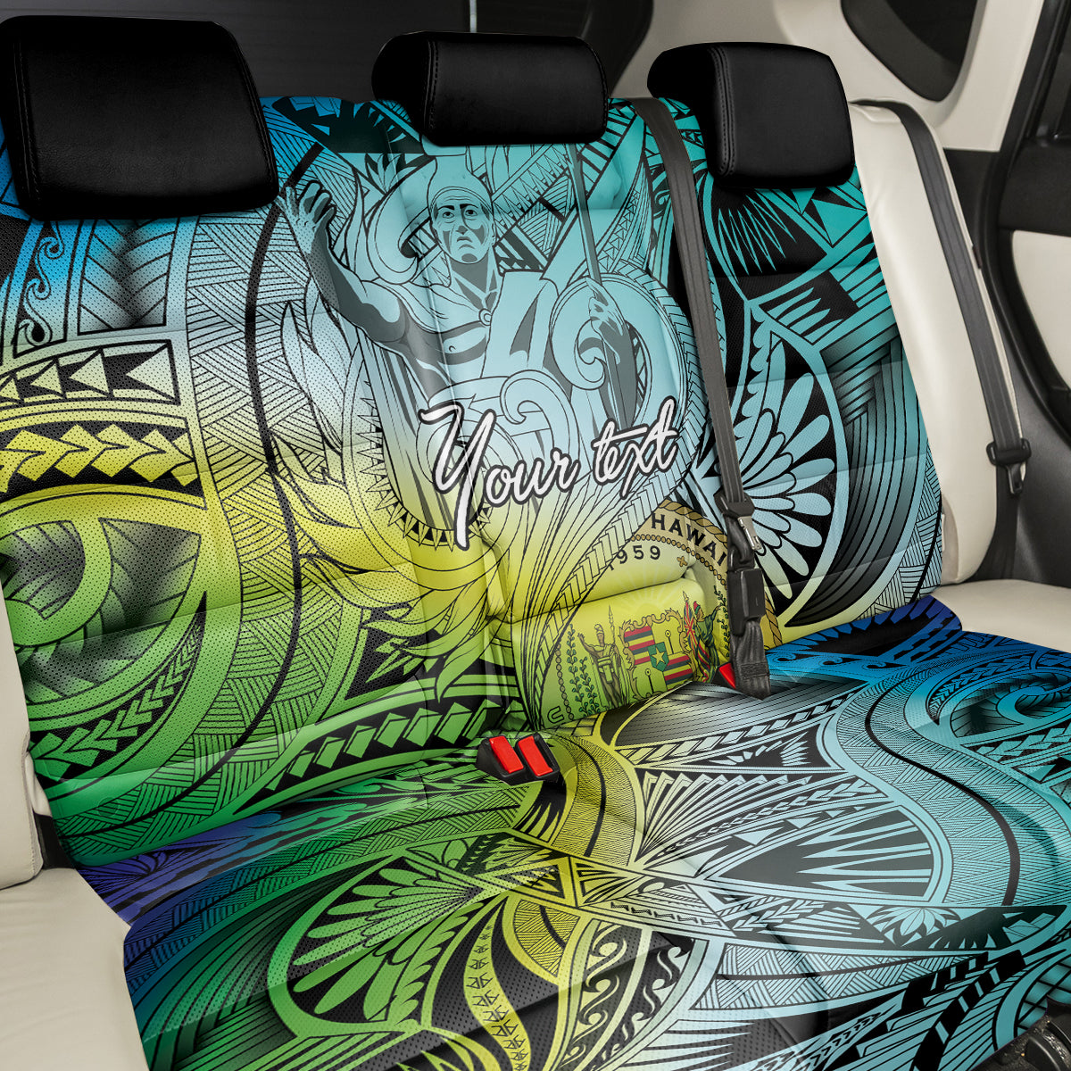 Personalised Aloha King Kamehameha Spirits Back Car Seat Cover Art Special LT9 - Polynesian Pride