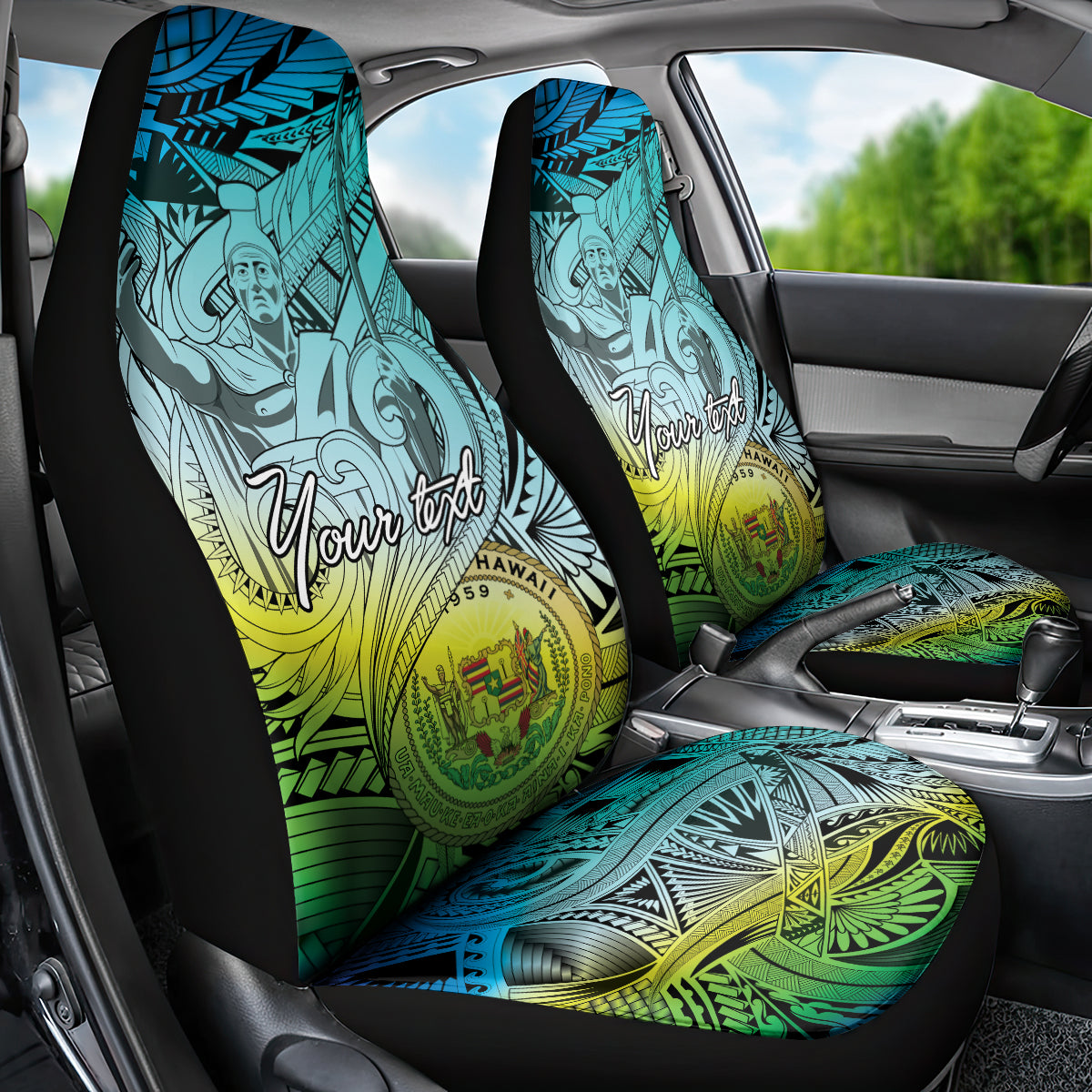 Personalised Aloha King Kamehameha Spirits Car Seat Cover Art Special LT9 - Polynesian Pride