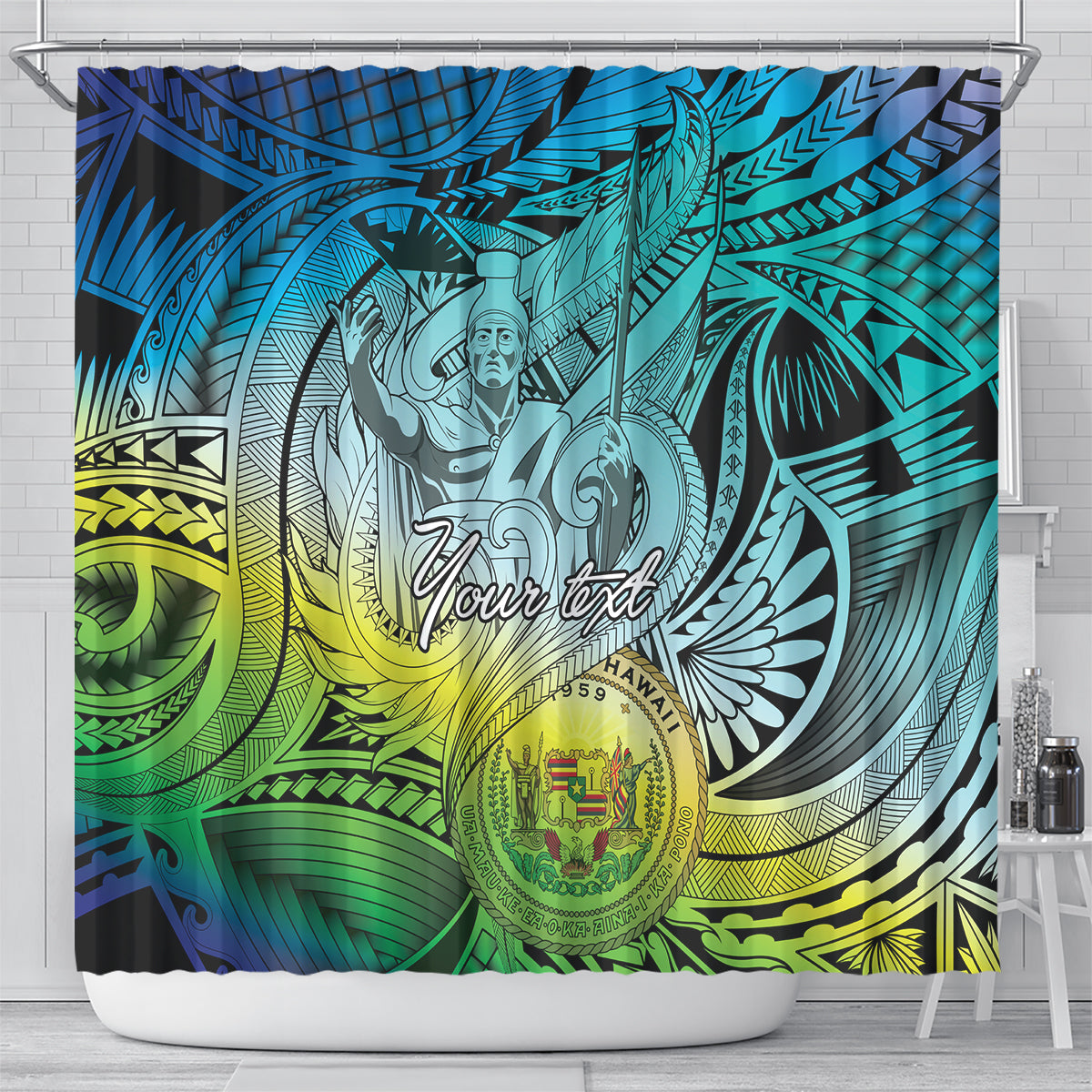 Personalised Aloha King Kamehameha Spirits Shower Curtain Art Special LT9 - Polynesian Pride