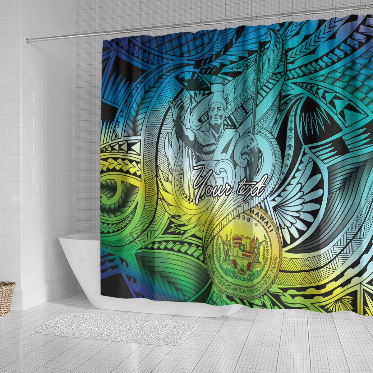 Personalised Aloha King Kamehameha Spirits Shower Curtain Art Special LT9 - Polynesian Pride