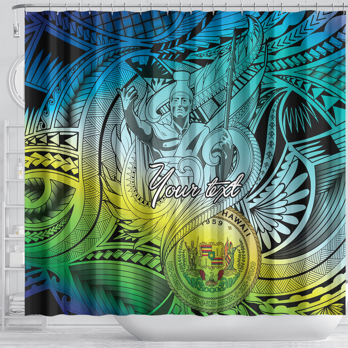 Personalised Aloha King Kamehameha Spirits Shower Curtain Art Special LT9 - Polynesian Pride