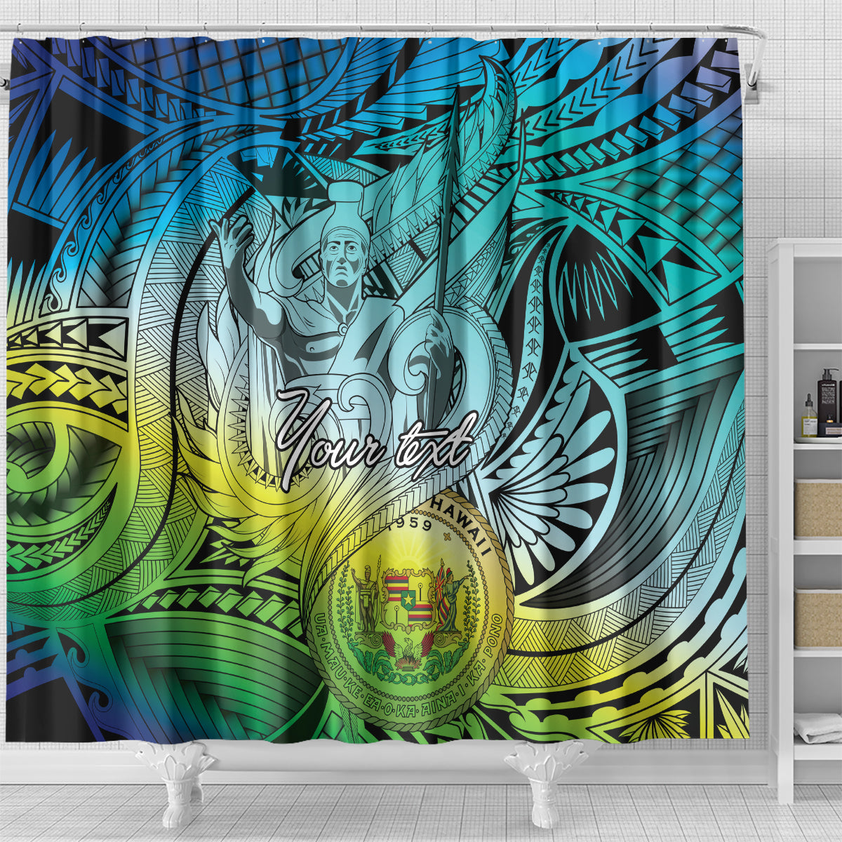 Personalised Aloha King Kamehameha Spirits Shower Curtain Art Special LT9 - Polynesian Pride