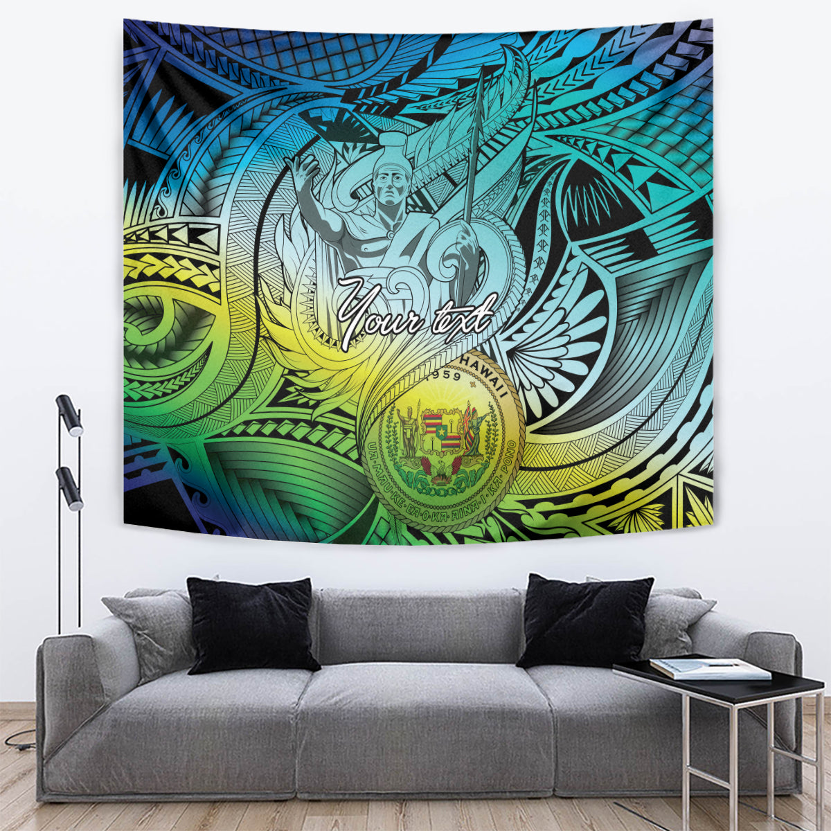 Personalised Aloha King Kamehameha Spirits Tapestry Art Special LT9 Art - Polynesian Pride