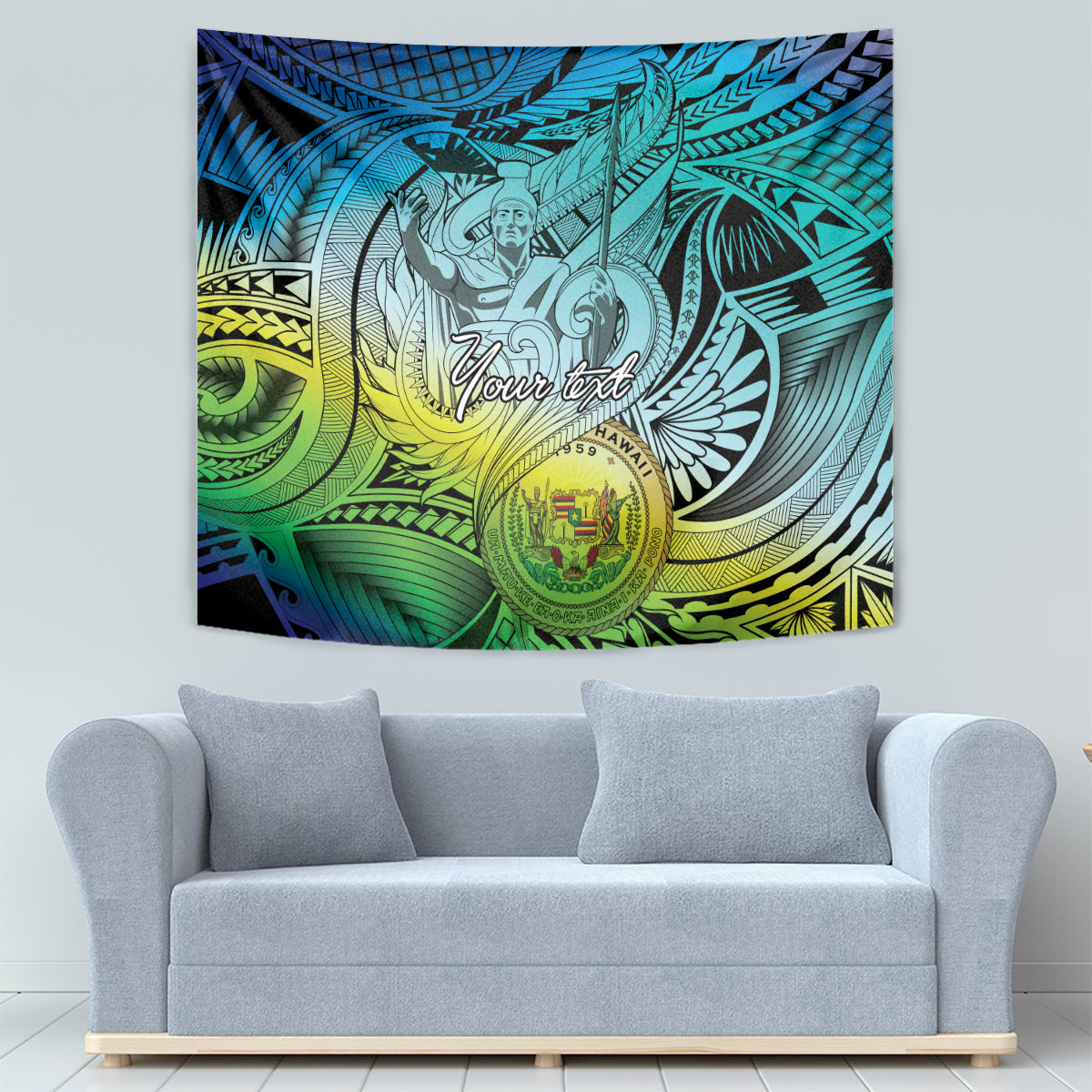 Personalised Aloha King Kamehameha Spirits Tapestry Art Special LT9 - Polynesian Pride