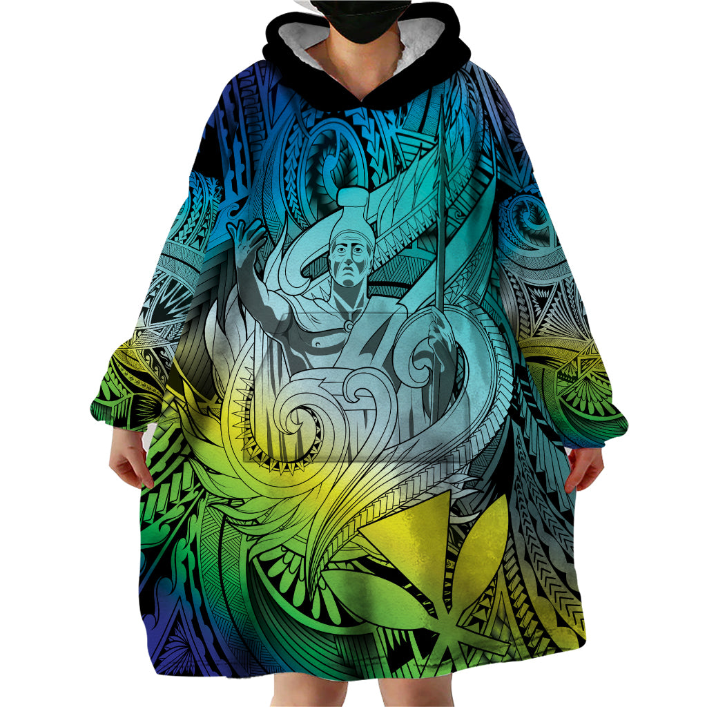 Personalised Aloha King Kamehameha Spirits Wearable Blanket Hoodie Art Special LT9 - Polynesian Pride