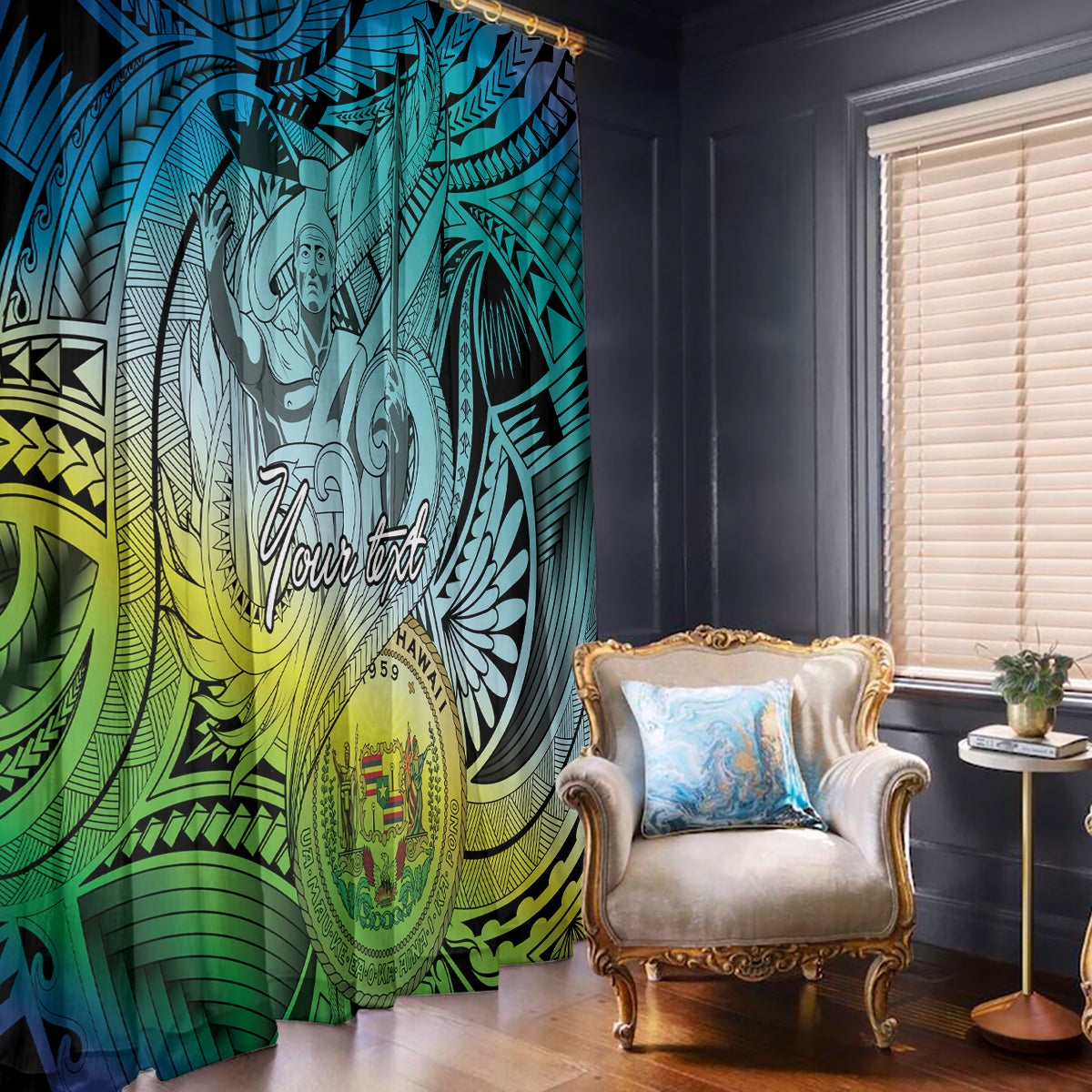 Personalised Aloha King Kamehameha Spirits Window Curtain Art Special LT9 - Polynesian Pride