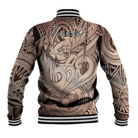 Personalised Aloha King Kamehameha Spirits Baseball Jacket Beige Special LT9 - Polynesian Pride