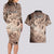 Personalised Aloha King Kamehameha Spirits Couples Matching Long Sleeve Bodycon Dress and Hawaiian Shirt Beige Special LT9 - Polynesian Pride