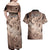 Personalised Aloha King Kamehameha Spirits Couples Matching Off Shoulder Maxi Dress and Hawaiian Shirt Beige Special LT9 - Polynesian Pride