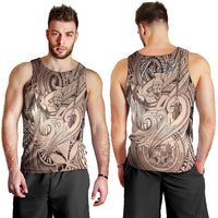 Personalised Aloha King Kamehameha Spirits Men Tank Top Beige Special LT9 - Polynesian Pride