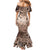 Personalised Aloha King Kamehameha Spirits Mermaid Dress Beige Special LT9 - Polynesian Pride