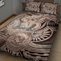 Personalised Aloha King Kamehameha Spirits Quilt Bed Set Beige Special LT9 - Polynesian Pride
