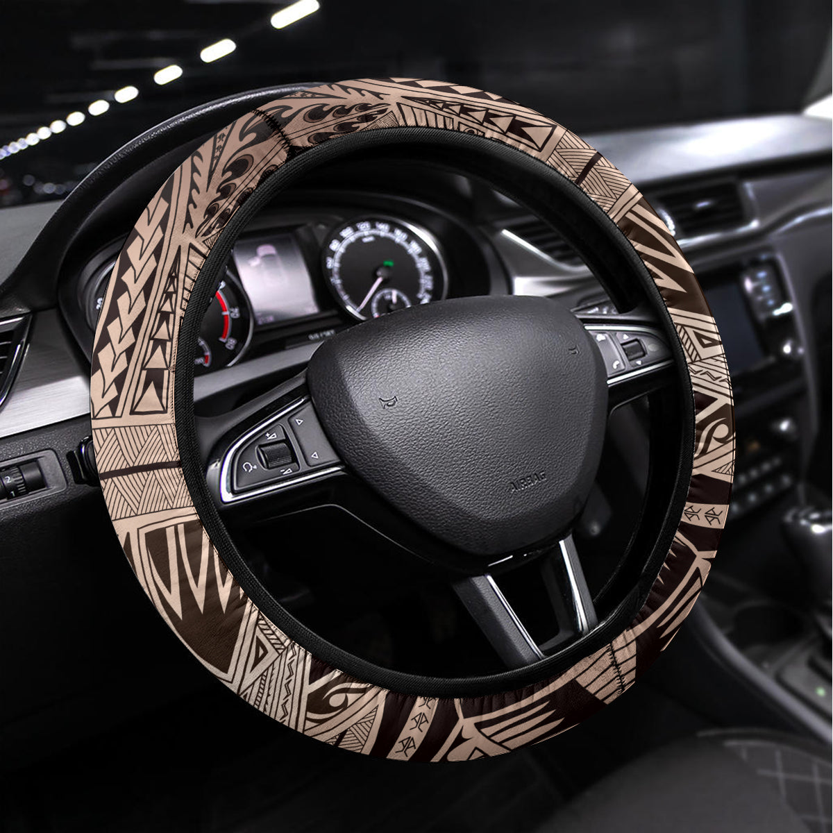 Aloha King Kamehameha Spirits Steering Wheel Cover Beige Special LT9 Universal Fit Beige - Polynesian Pride