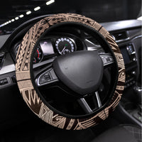 Aloha King Kamehameha Spirits Steering Wheel Cover Beige Special LT9 Universal Fit Beige - Polynesian Pride
