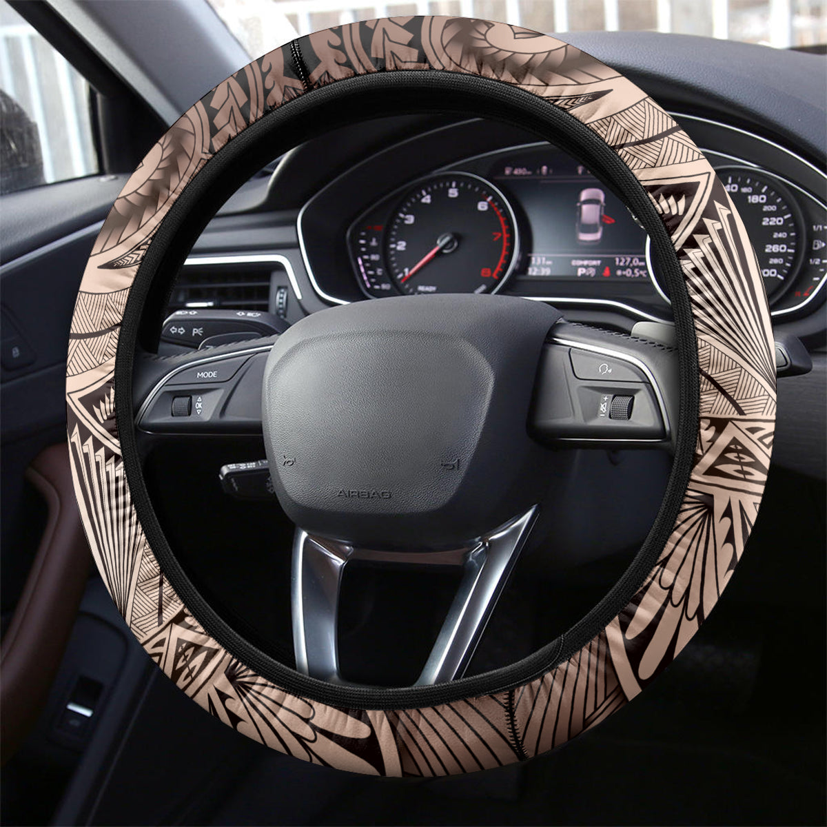 Aloha King Kamehameha Spirits Steering Wheel Cover Beige Special LT9 - Polynesian Pride