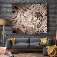 Personalised Aloha King Kamehameha Spirits Tapestry Beige Special LT9 - Polynesian Pride
