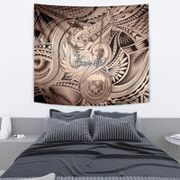 Personalised Aloha King Kamehameha Spirits Tapestry Beige Special LT9 - Polynesian Pride