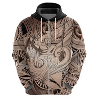 Personalised Aloha King Kamehameha Spirits Zip Hoodie Beige Special LT9 - Polynesian Pride