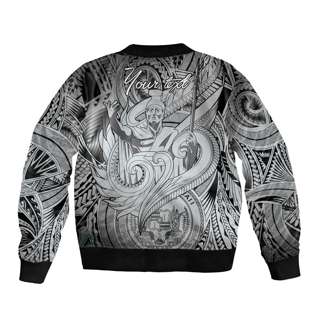 Personalised Aloha King Kamehameha Spirits Bomber Jacket Grey Special LT9 - Polynesian Pride