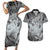 Personalised Aloha King Kamehameha Spirits Couples Matching Short Sleeve Bodycon Dress and Hawaiian Shirt Grey Special LT9 Grey - Polynesian Pride