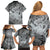 Personalised Aloha King Kamehameha Spirits Family Matching Off Shoulder Short Dress and Hawaiian Shirt Grey Special LT9 - Polynesian Pride