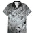 Personalised Aloha King Kamehameha Spirits Family Matching Off Shoulder Short Dress and Hawaiian Shirt Grey Special LT9 Dad's Shirt - Short Sleeve Grey - Polynesian Pride