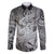 Personalised Aloha King Kamehameha Spirits Family Matching Puletasi and Hawaiian Shirt Grey Special LT9 Dad's Shirt - Long Sleeve Grey - Polynesian Pride