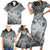 Personalised Aloha King Kamehameha Spirits Family Matching Short Sleeve Bodycon Dress and Hawaiian Shirt Grey Special LT9 - Polynesian Pride