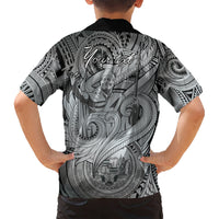 Personalised Aloha King Kamehameha Spirits Kid Hawaiian Shirt Grey Special LT9 - Polynesian Pride