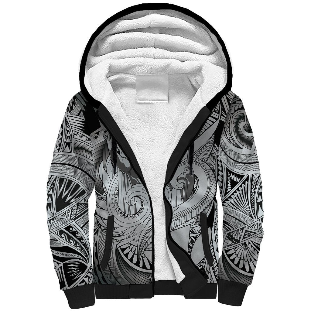 Personalised Aloha King Kamehameha Spirits Sherpa Hoodie Grey Special LT9 Unisex Grey - Polynesian Pride