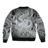 Personalised Aloha King Kamehameha Spirits Sleeve Zip Bomber Jacket Grey Special LT9 - Polynesian Pride