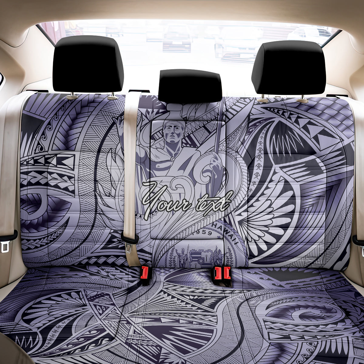 Personalised Aloha King Kamehameha Spirits Back Car Seat Cover Violet Special LT9 - Polynesian Pride